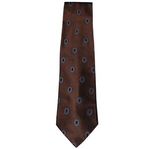 Pierre Balmain Rust Orange Printed Silk Neck Tie